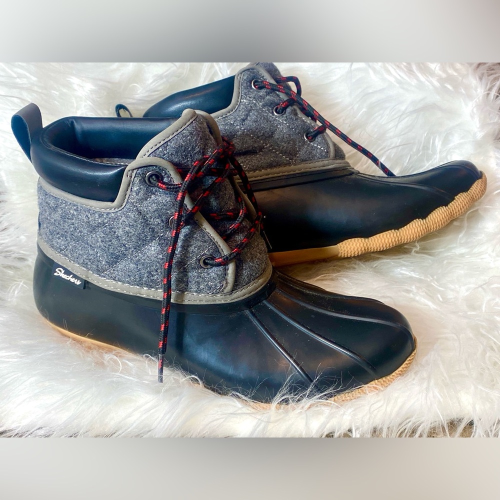 Skechers Boots Women's Pond Lil Puddles Duck Boots, Black/Charcoal, Size: 8